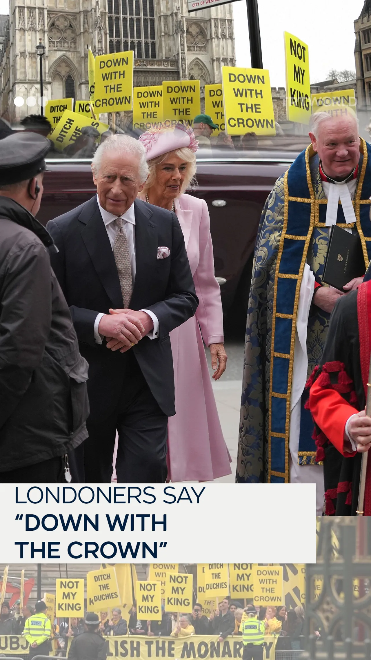 Anti-monarchy demonstrators protest British royal family on UK Commonwealth Day
